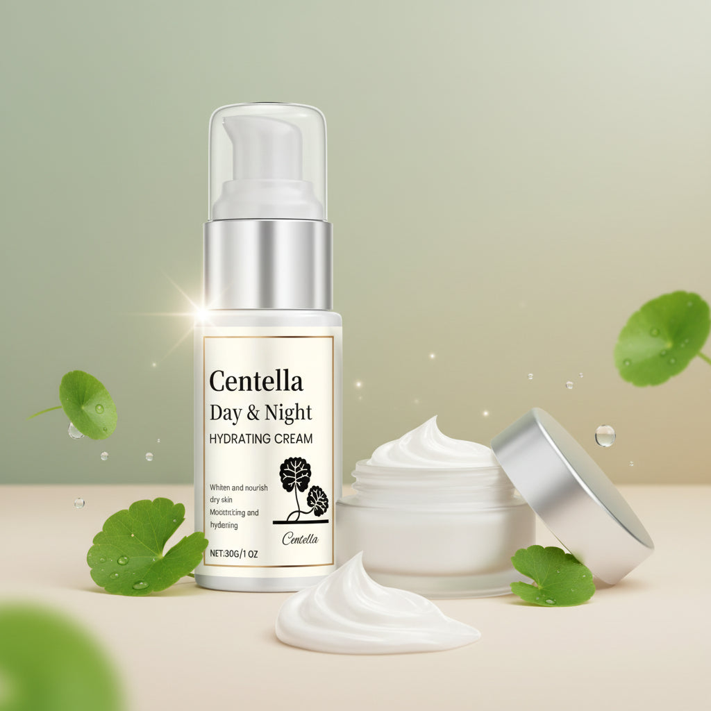 Centella Day & Night Hydrating Cream bottle on a white background