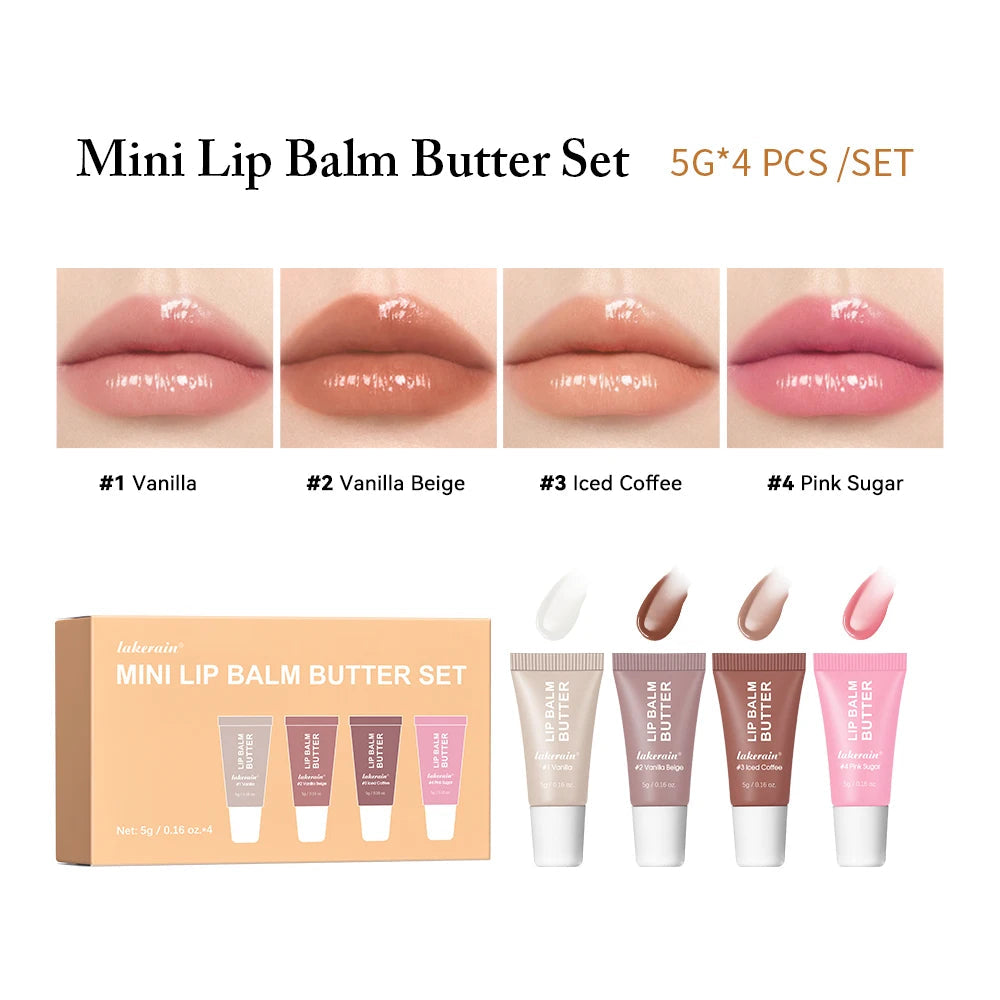 Lips Glosses Lip Butter Balm Set Travel Size Hydrate Moisturize Plump Lips Nourishing Improves Dry Lips Woman Makeup Cosmetics BeautyBond