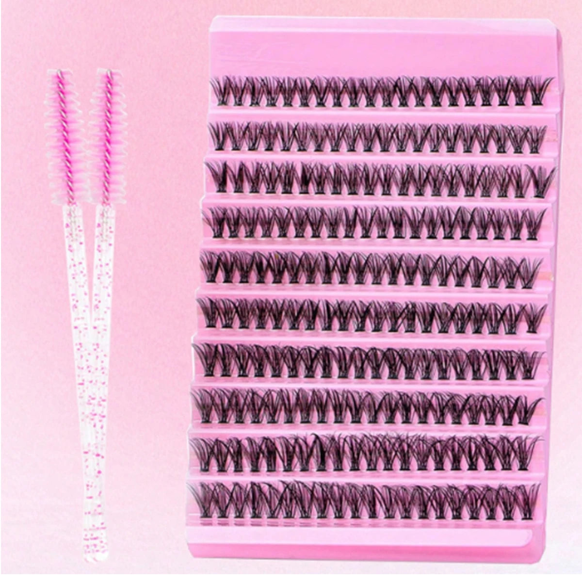 DIY Eyelash Extension Kit 200pcs Individual Lashes Cluster D Curl, 8-16mm Mix Lash Clusters with Lash Tweezers BeautyBond