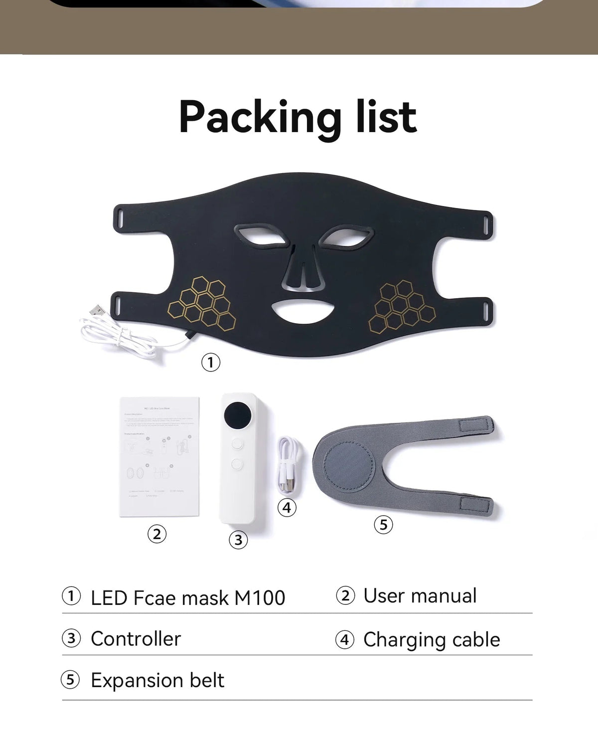 Hello Face Portable Red Infrared Blue LED Light Therapy Face Mask Acne Treatment, Skin Rejuvenation, Home Use for All Skin Types BeautyBond