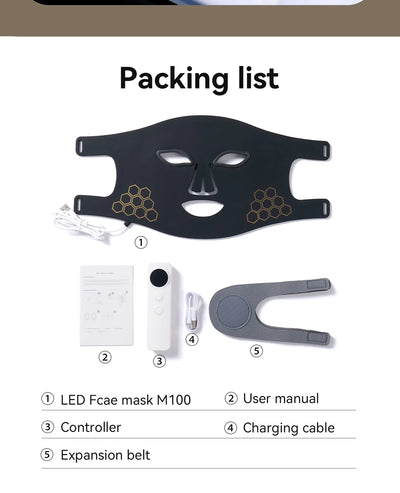 Hello Face Portable Red Infrared Blue LED Light Therapy Face Mask Acne Treatment, Skin Rejuvenation, Home Use for All Skin Types