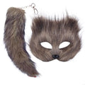 652F Therian Mask and Tail for Women Girls Fuzzy Cats Foxes Wolf Mask Tail Keychain Cosplays Halloween Costume BeautyBond