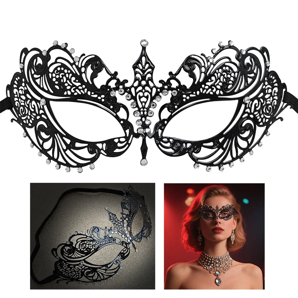 Black Metal Venetian Masquerade Mask Elegant Simple Design with Intricate Details Perfect for Prom Parties Halloween Mardi Gras BeautyBond