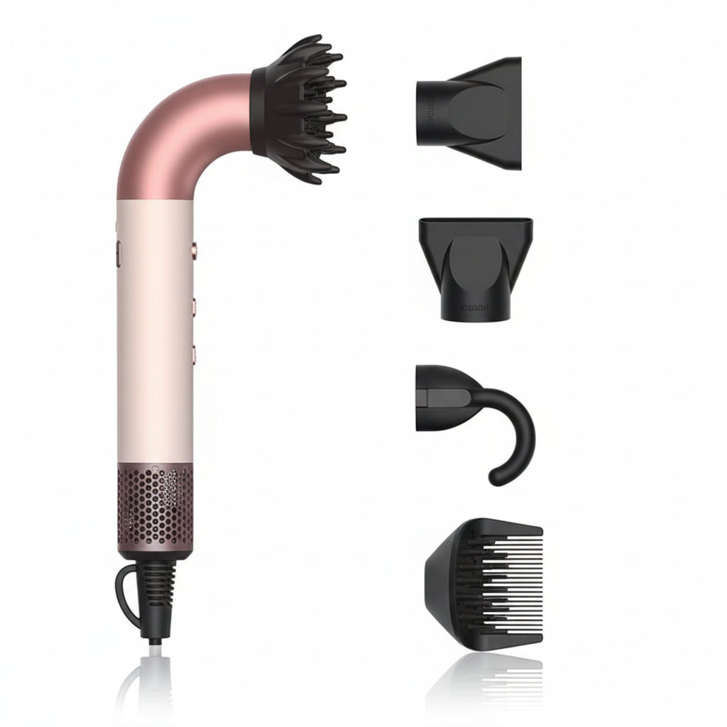 Hair dryer with four nozzles on a white background