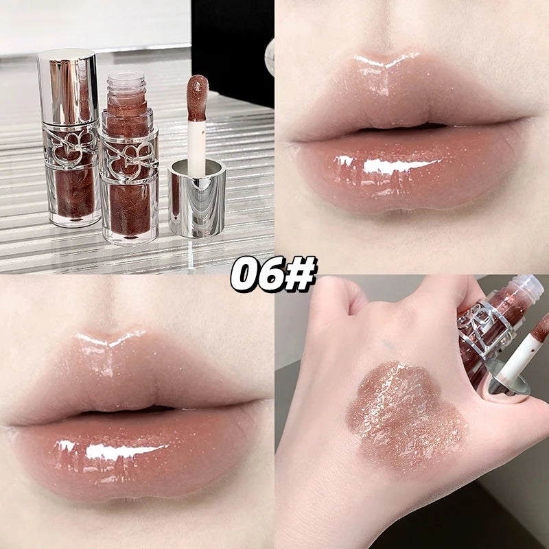 Gege Bear Glittering Mirror Lip Glaze, Watery Shimmering Light Lip Gloss Makeup 8 Colors, Hydrating Moisturizing, Long Lasting BeautyBond