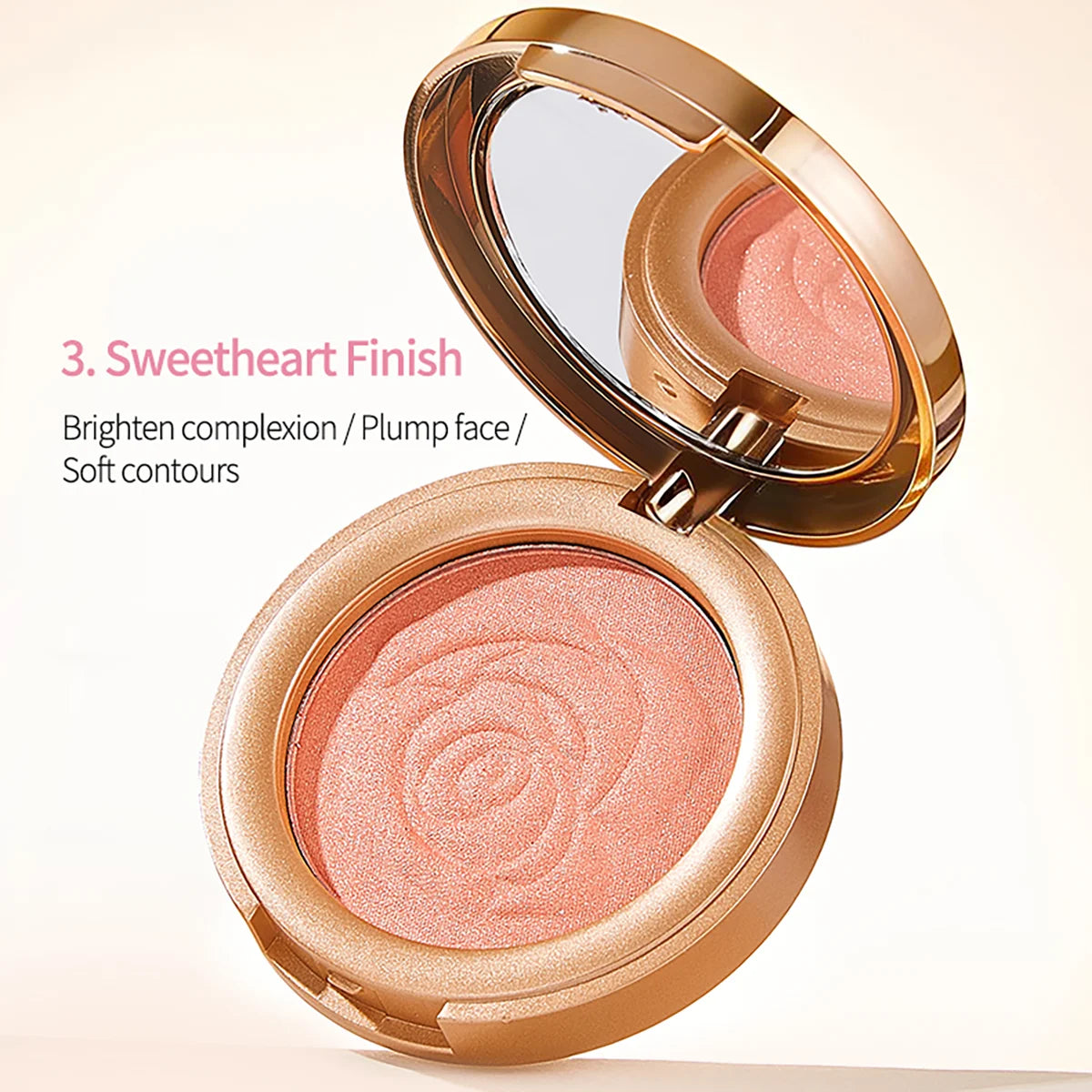 Flowers Pearlescent Shimmer Blush Powder, Single-color Blush, Fine Powder, Improves Skin Tone, Blush Without Flying Powder BeautyBond