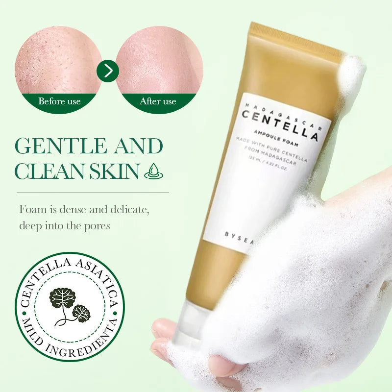 Centella Face Refreshing Foaming Cleanser,Gentle Removes Dirt,Oil Control Deep Cleansing Calming Ampoule Foam,Korean Skincare BeautyBond