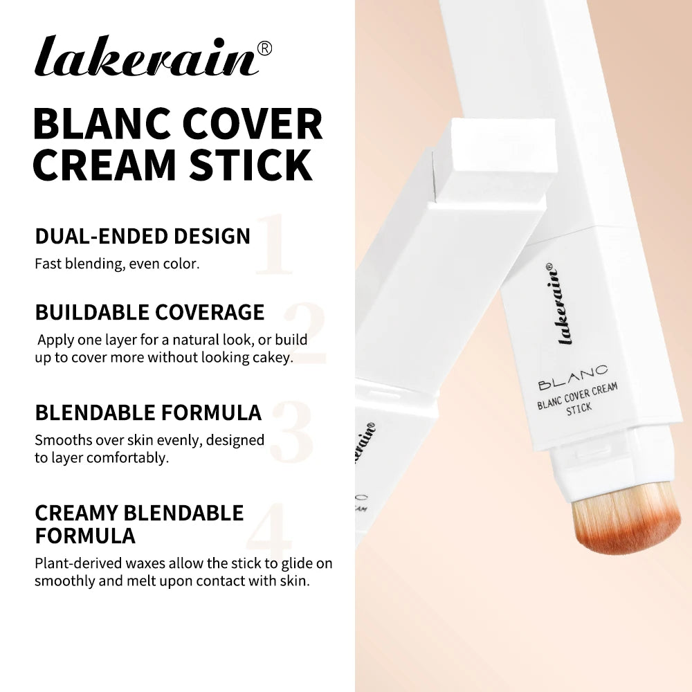 Foundation Stick Color Changing Foundation Detachable Brush Blanc Cover Cream Stick High Coverage Smoothly Blending Base Makeup BeautyBond