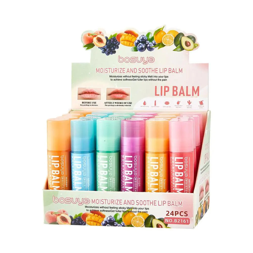 6/24pcs Assorted Fruit Flavor Lip Balm Set - Hydrating, Nourishing & Prevents Chapped Lips - Care for Dry Lips & Fine Lines BeautyBond