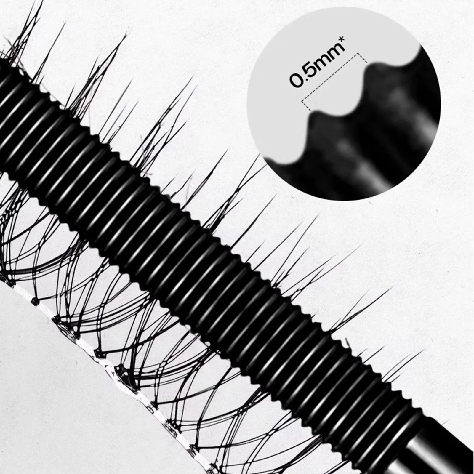 Waterproof Metallic Tube Mascara Black Silk Fiber Long Curling Non-Clumping Eyelash Extensions Spiral Makeup for Eyes BeautyBond