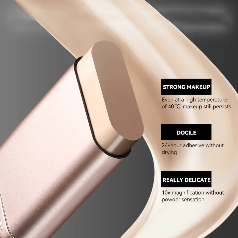 Light and Moist Hydrating Foundation, Natural-Looking, Moisturizing, Shiny, Thin and Lightweight, Double-Headed Makeup Foundation That Rotates for Easy Use, with Its Own Brush, Waterproof, Easy to Apply Makeup, and Easy for B BeautyBond