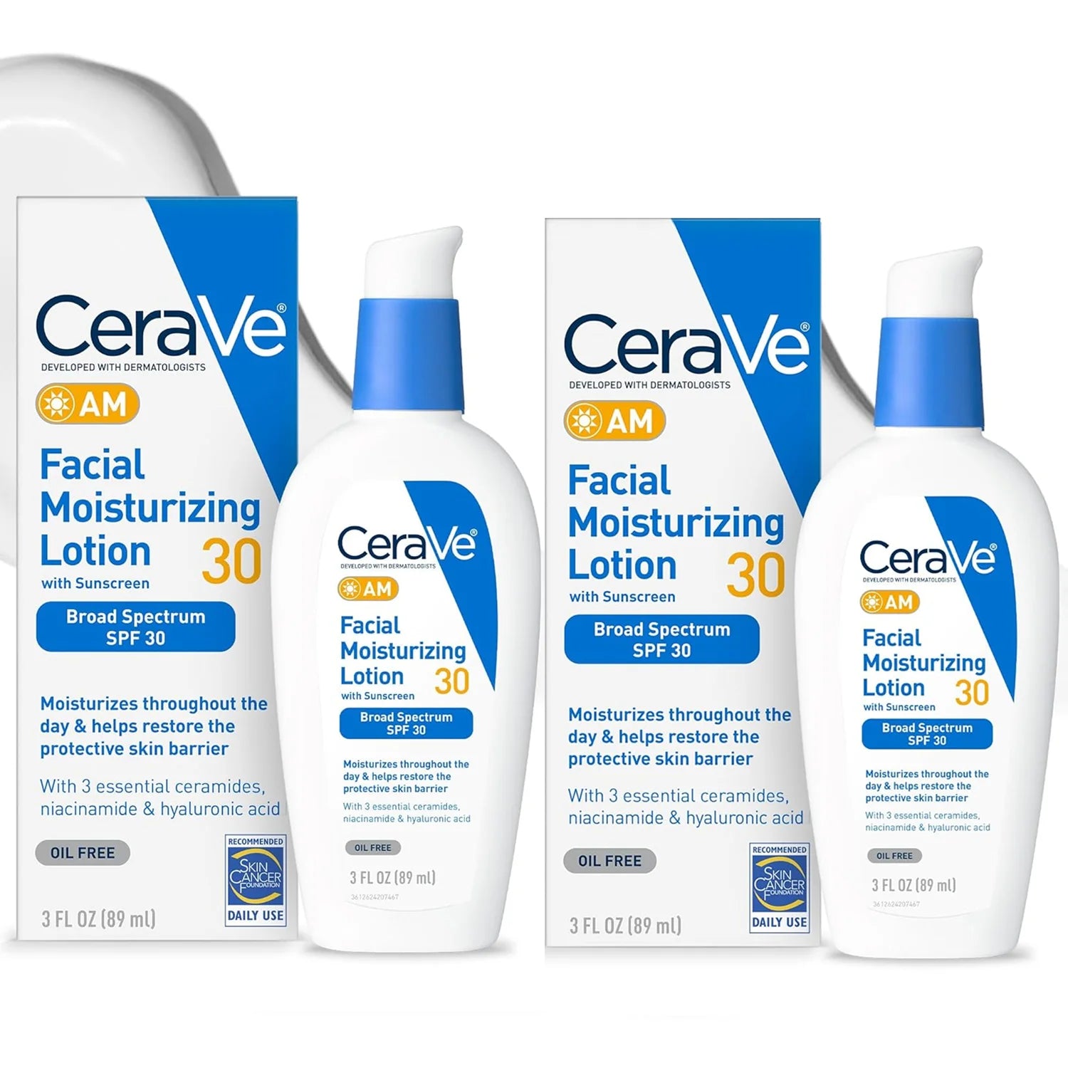 CeraVe AM Facial Moisturizing Lotion SPF 30 – Oil-Free with Ceramides & Hyaluronic Acid, 3 oz BeautyBond
