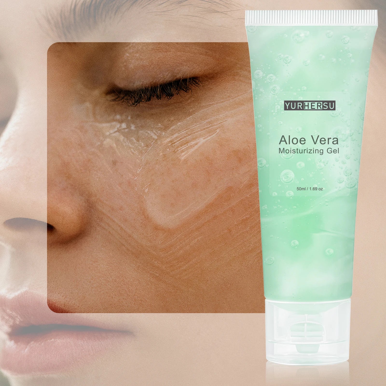 Aloe Vera Gel for Face, Daily Moisturizer & Makeup Primer, 100% Natural, Soothing, Hydrating, Non Greasy, Fast Absorb (50ml) BeautyBond