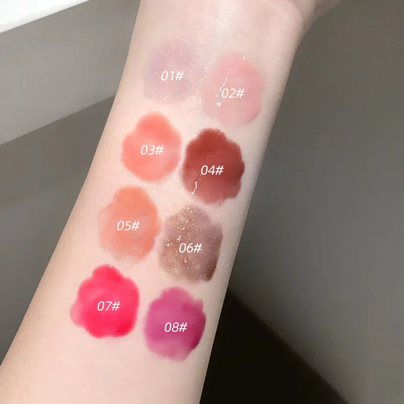 Gege Bear Glittering Mirror Lip Glaze, Watery Shimmering Light Lip Gloss Makeup 8 Colors, Hydrating Moisturizing, Long Lasting BeautyBond