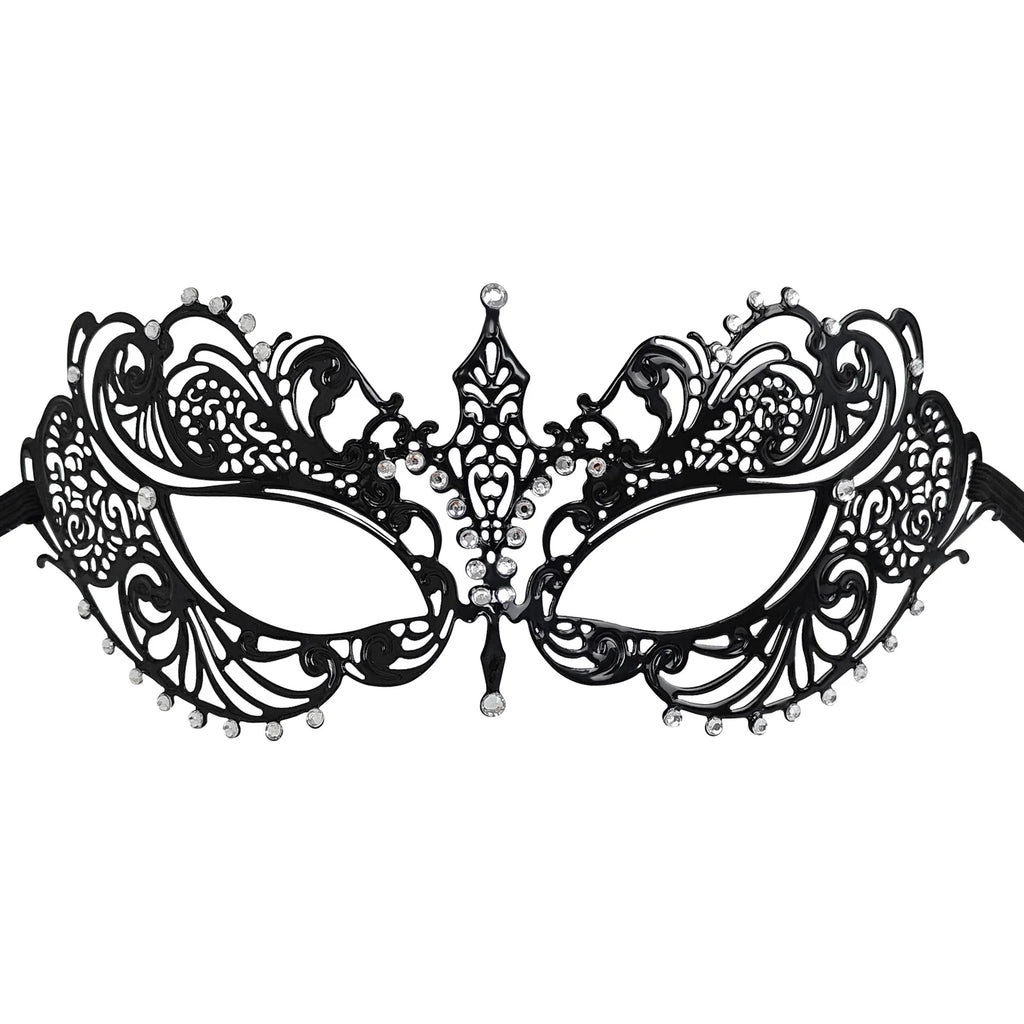 Black Metal Venetian Masquerade Mask Elegant Simple Design with Intricate Details Perfect for Prom Parties Halloween Mardi Gras BeautyBond