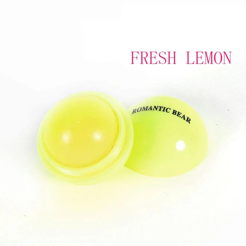 Fruit Flavor Lip Balm Cute Round Ball Pure Natural Plant Kids Baby Girls Lips Balm Moisturizing Romantic Bear BeautyBond