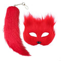 652F Therian Mask and Tail for Women Girls Fuzzy Cats Foxes Wolf Mask Tail Keychain Cosplays Halloween Costume BeautyBond