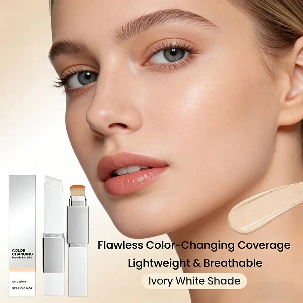 2-in-1 Foundation Stick Liquid Lightweight Moisturizing Brightening Foundation Color Changing For All Skin Types Base Makeup BeautyBond