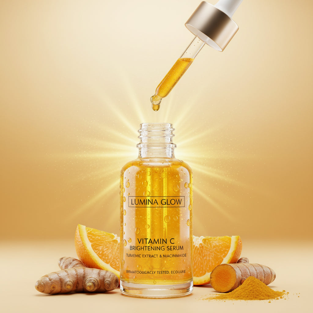 List of skincare ingredients with corresponding images on a beige background