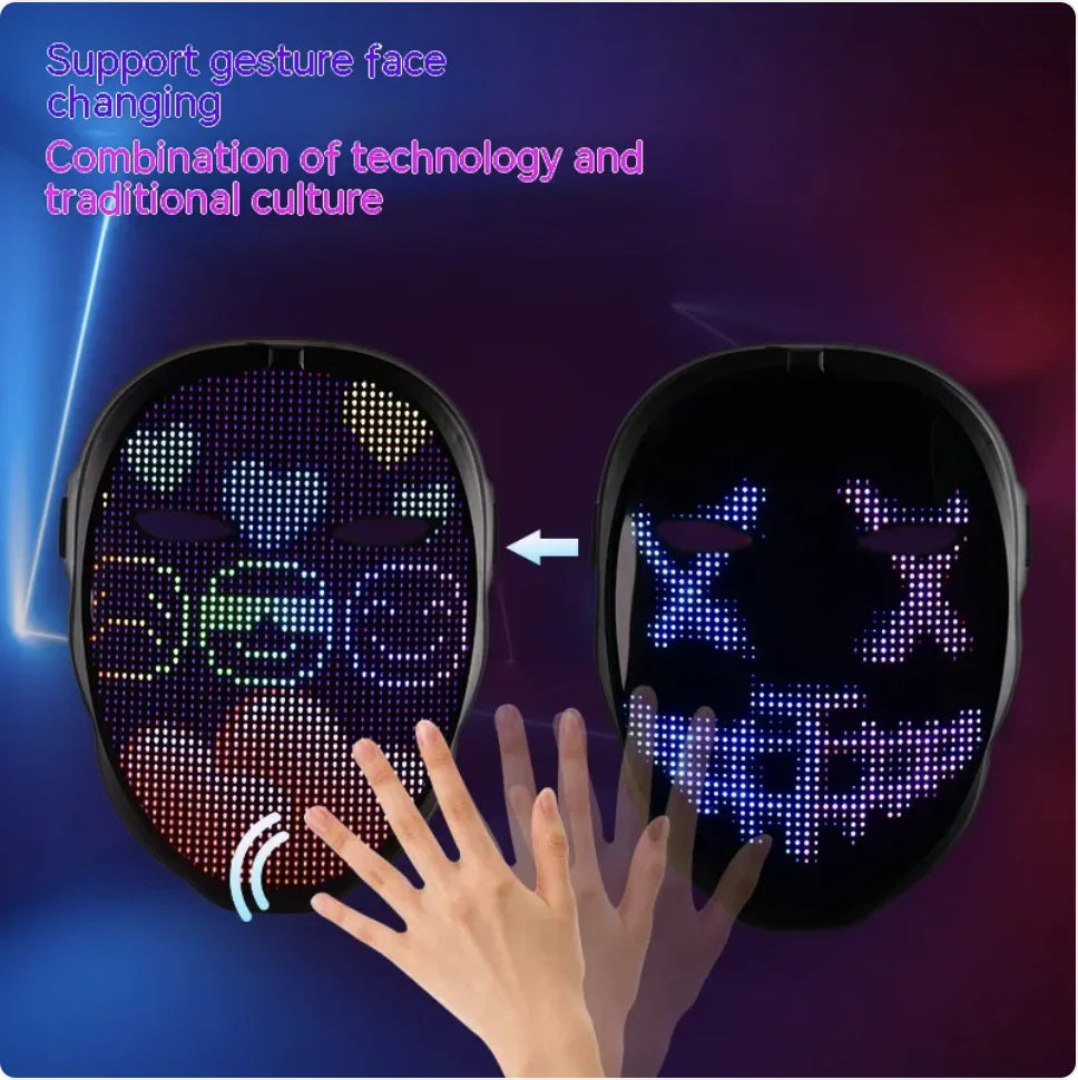 Colorful LED Festival Mask - Gesture-Controlled Party Wear