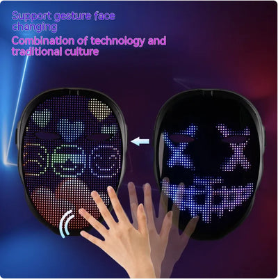 Colorful LED Festival Mask - Gesture-Controlled Party Wear