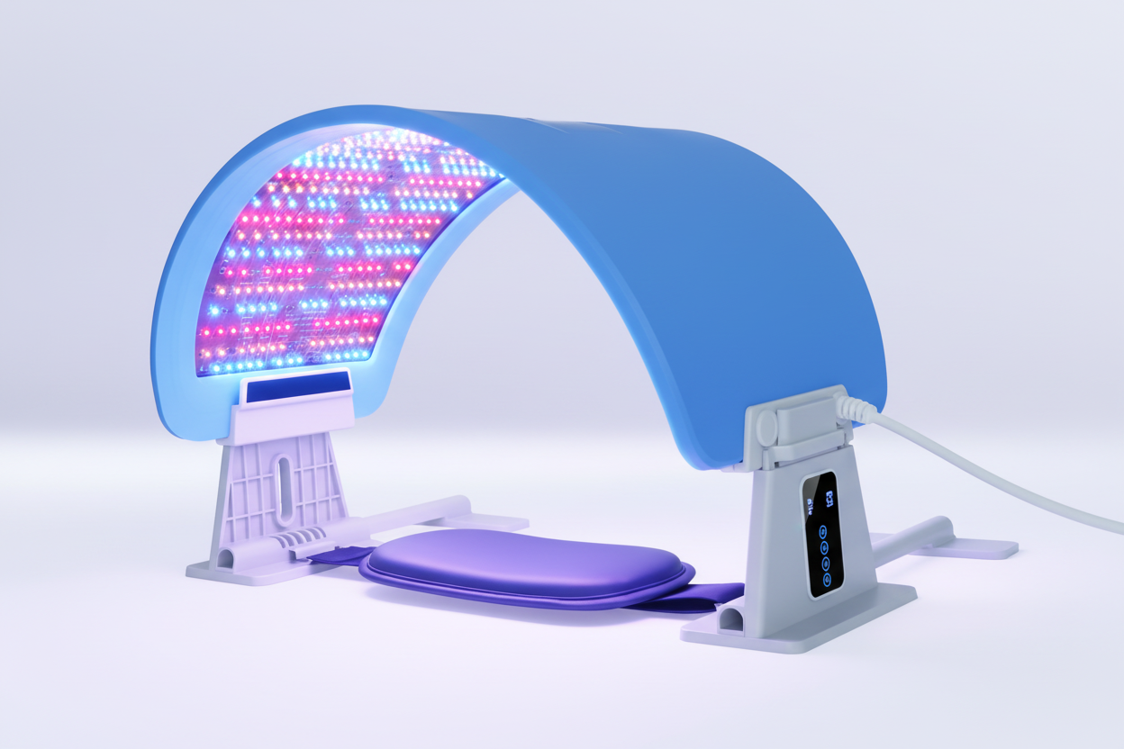 Photon light therapy device with LED lights on a white background