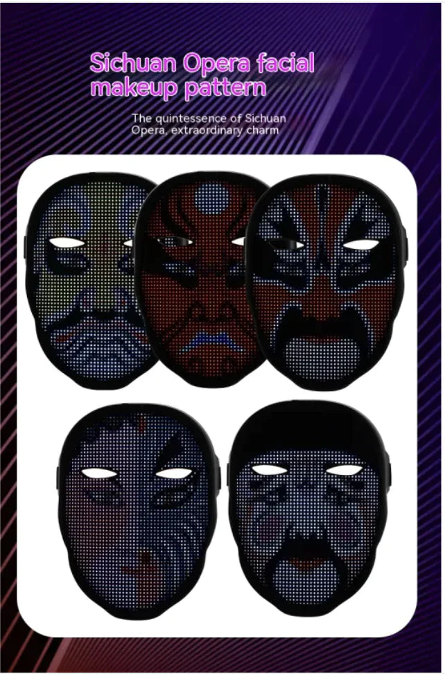 Colorful LED Festival Mask - Gesture-Controlled Party Wear