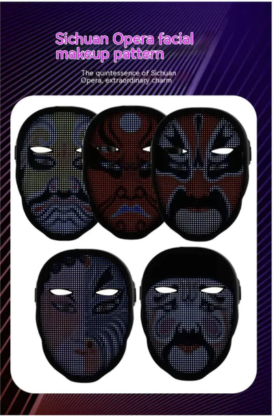 Colorful LED Festival Mask - Gesture-Controlled Party Wear