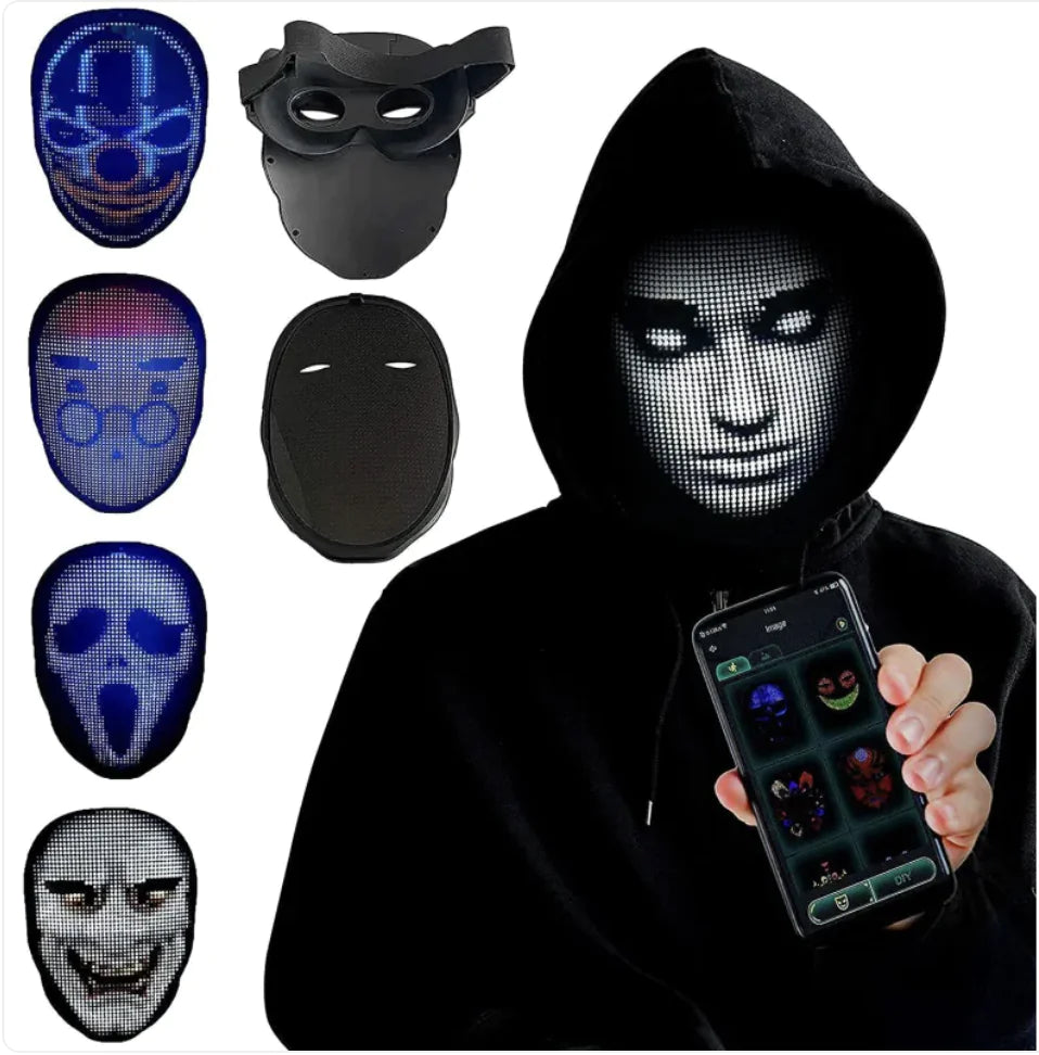 Colorful LED Festival Mask - Gesture-Controlled Party Wear