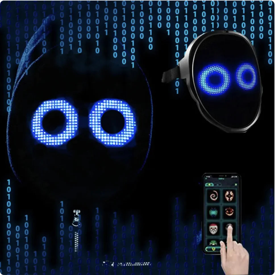 Colorful LED Festival Mask - Gesture-Controlled Party Wear