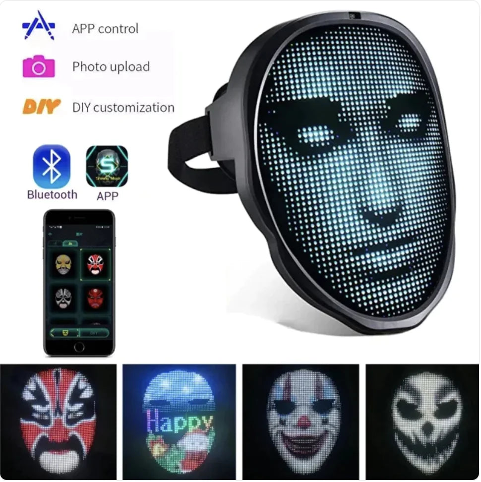 Colorful LED Festival Mask - Gesture-Controlled Party Wear